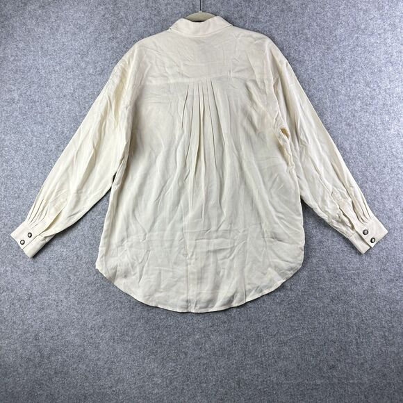 Vintage Pinky & Dianne Silk Top Womens 8 Cream Tuxedo Long Sleeve Button Blouse* - Picture 7 of 15